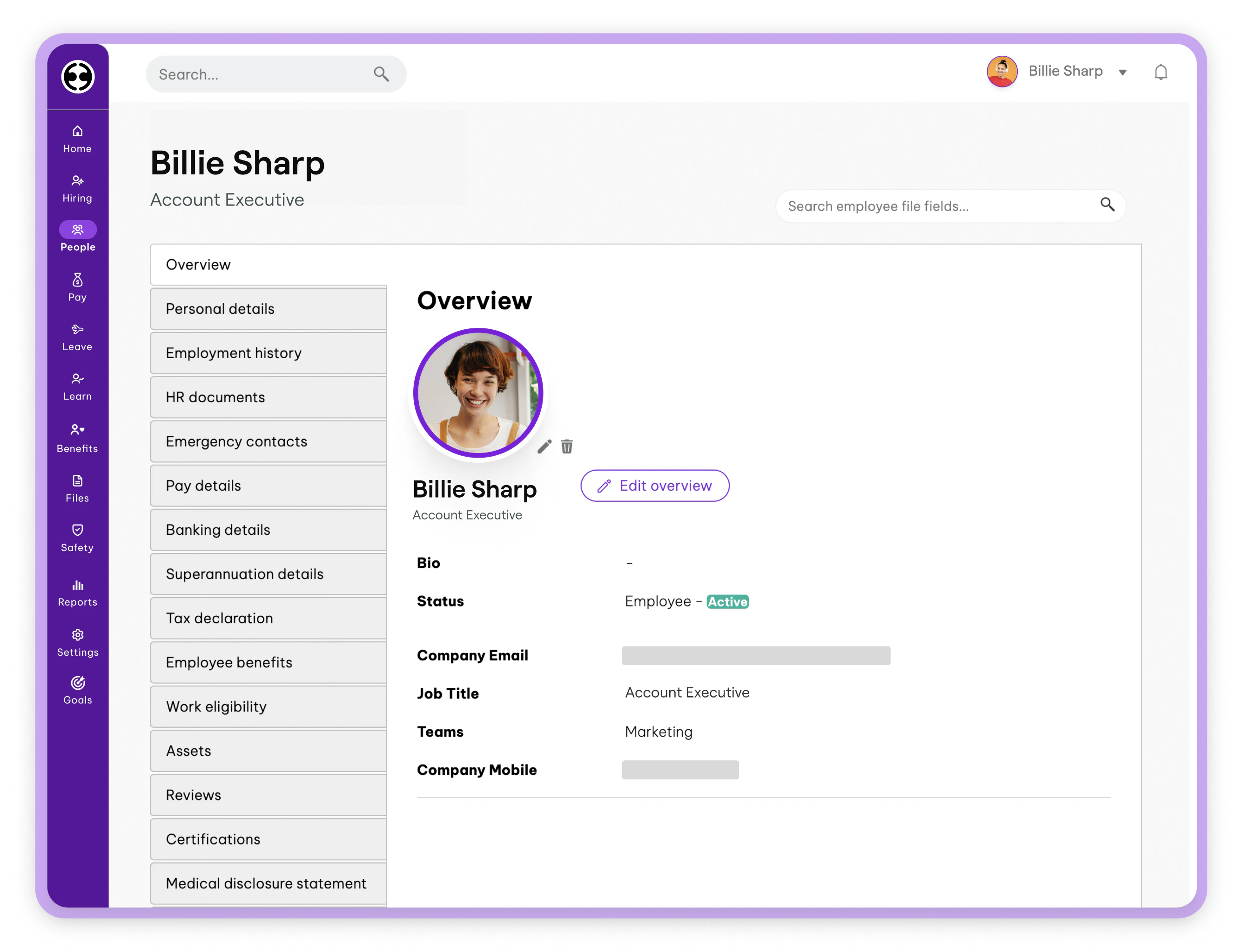 screenshot of Employment Hero